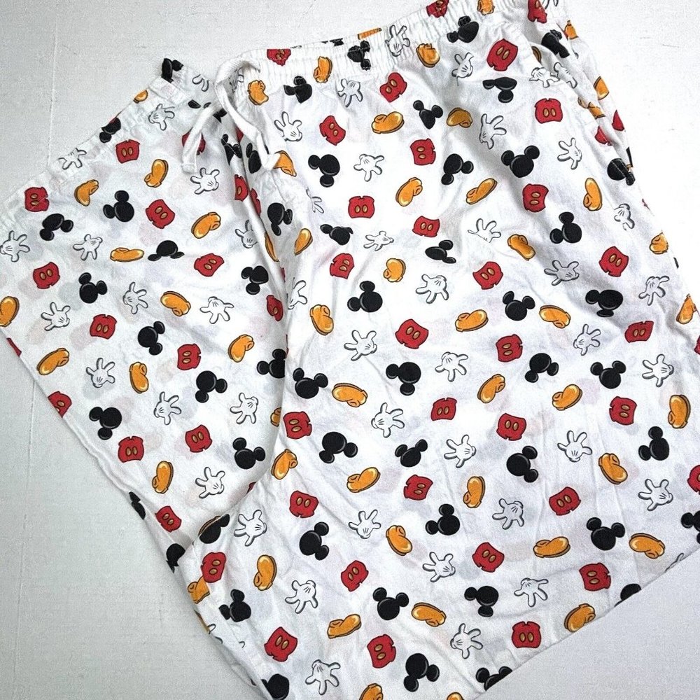 Disney Parks Mickey Mouse Print Pajama Bottoms XXXL Pants Lounge White EUC - Picture 8 of 8